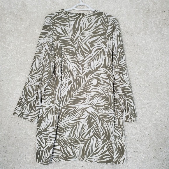 Chicos Travelers Women Leaf Cardigan Size 3 US 16 18 White Green Slinky Stretchy - Picture 8 of 12